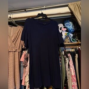 Women’s navy eyelet sleeve shirt dress